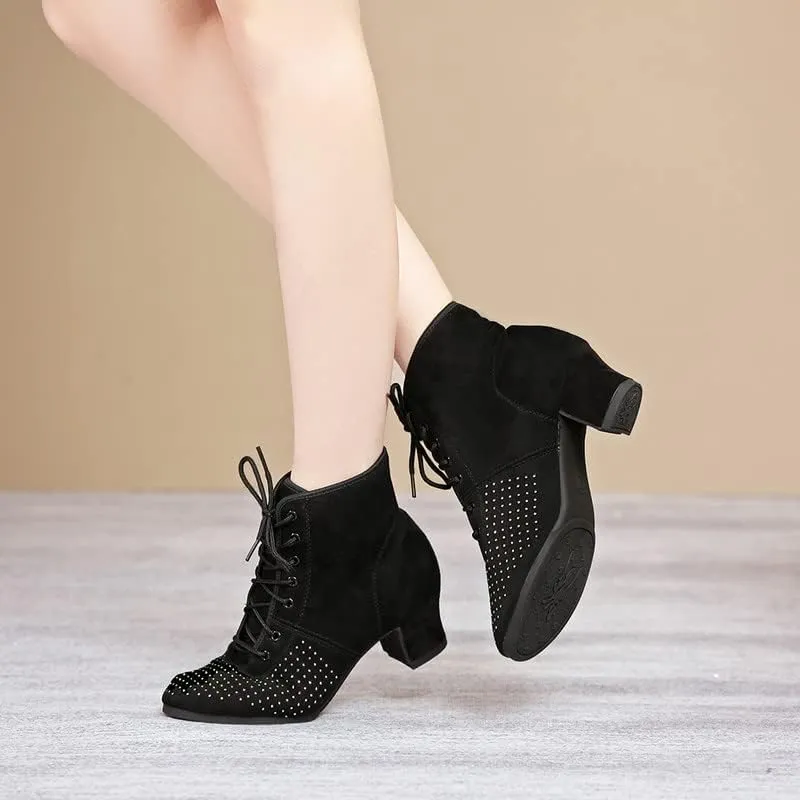 AOQUNFS Women Latin Dance Shoes Ballroom Lace-up Salsa Practice Dance Shoes,Model 601GB