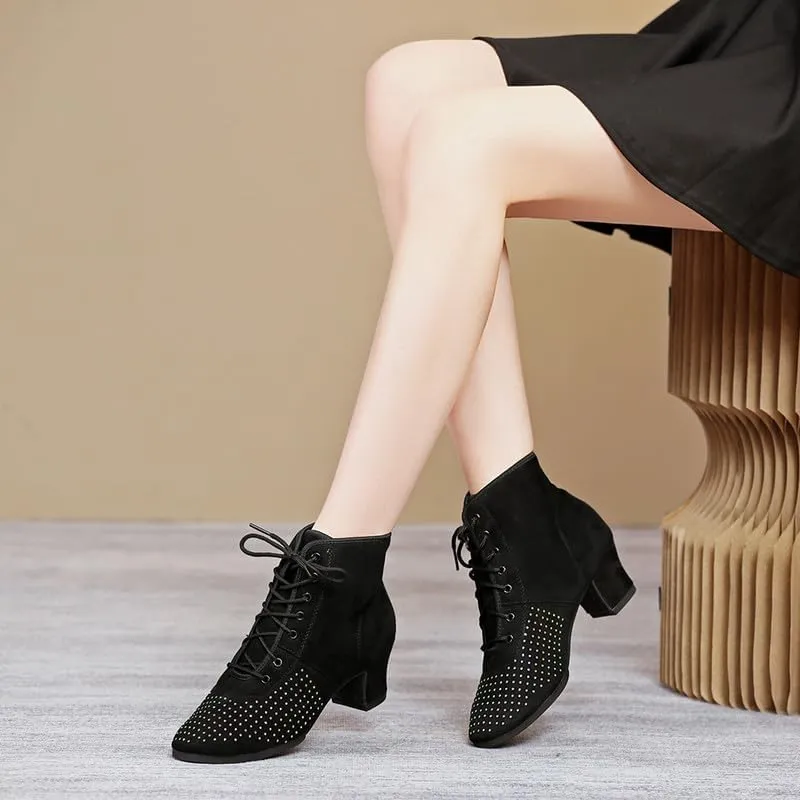 AOQUNFS Women Latin Dance Shoes Ballroom Lace-up Salsa Practice Dance Shoes,Model 601GB