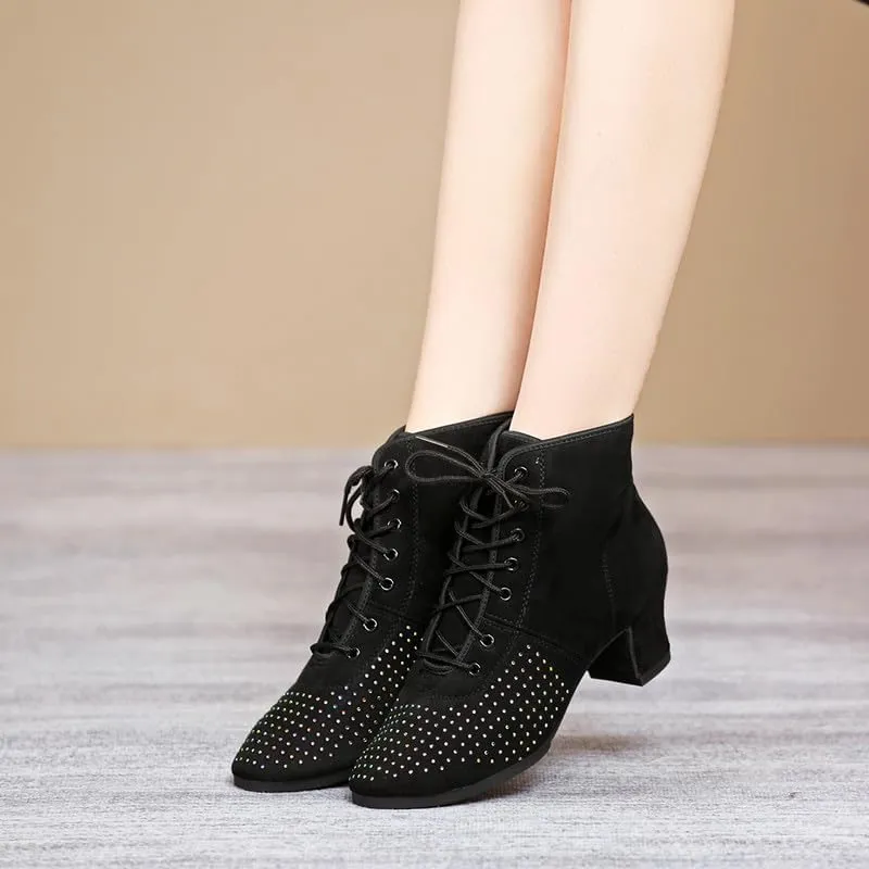AOQUNFS Women Latin Dance Shoes Ballroom Lace-up Salsa Practice Dance Shoes,Model 601GB