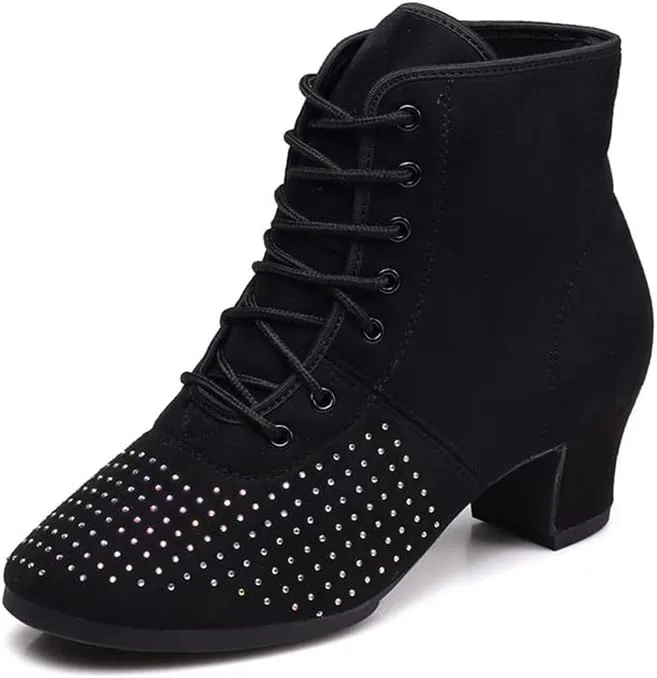 AOQUNFS Women Latin Dance Shoes Ballroom Lace-up Salsa Practice Dance Shoes,Model 601GB
