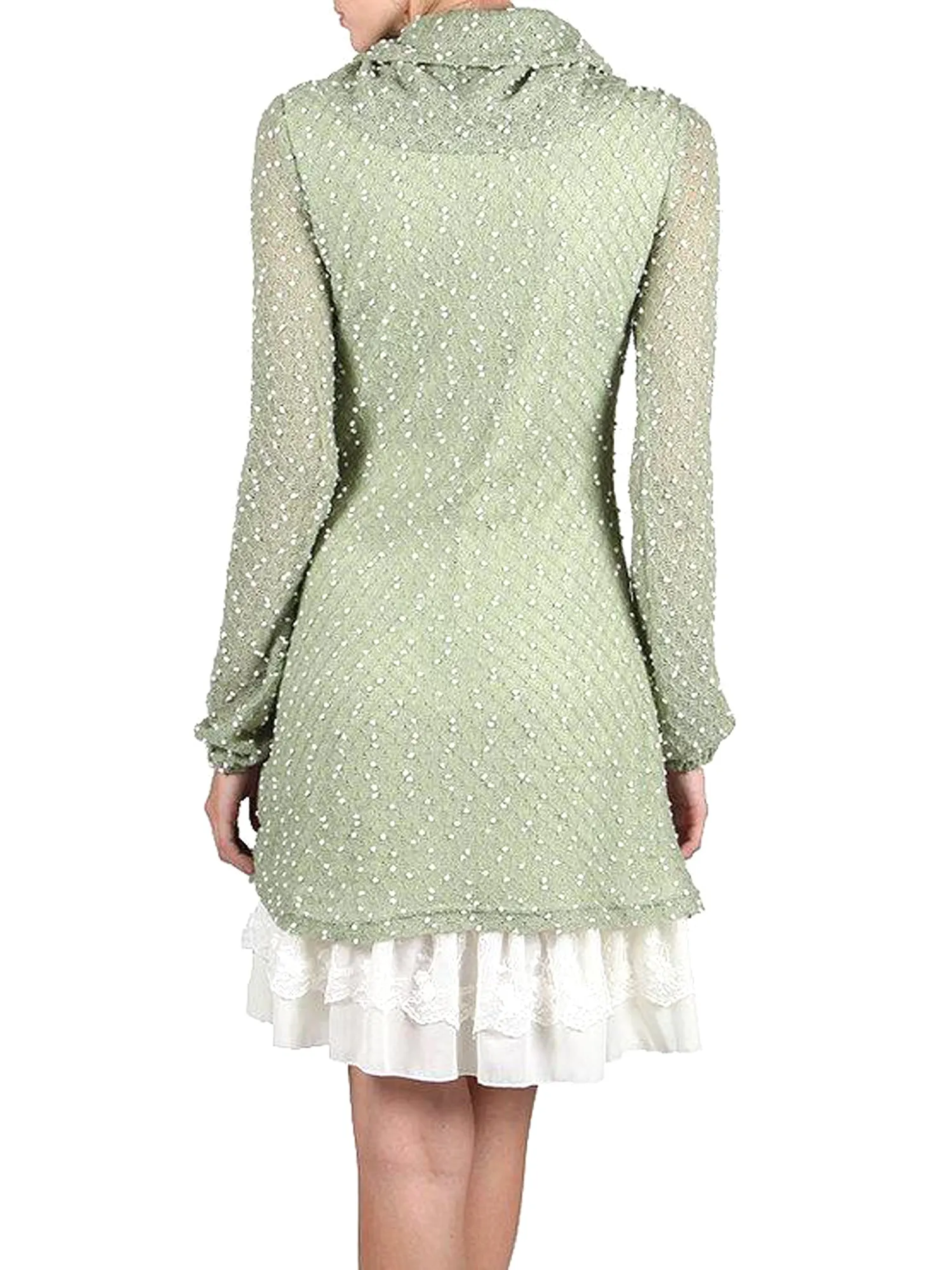 Areve Polka Dotted Long Sleeve Cowl Neck Dress
