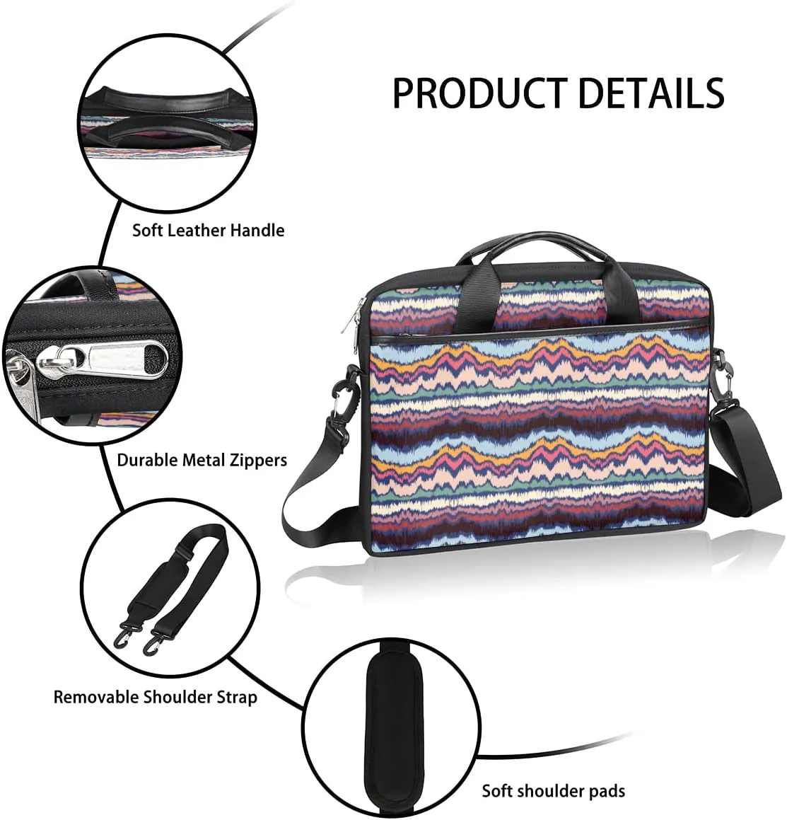 Avocado Pattern Laptop Shoulder Messenger Bag Waterproof Laptop Briefcase Handle Padded Strap