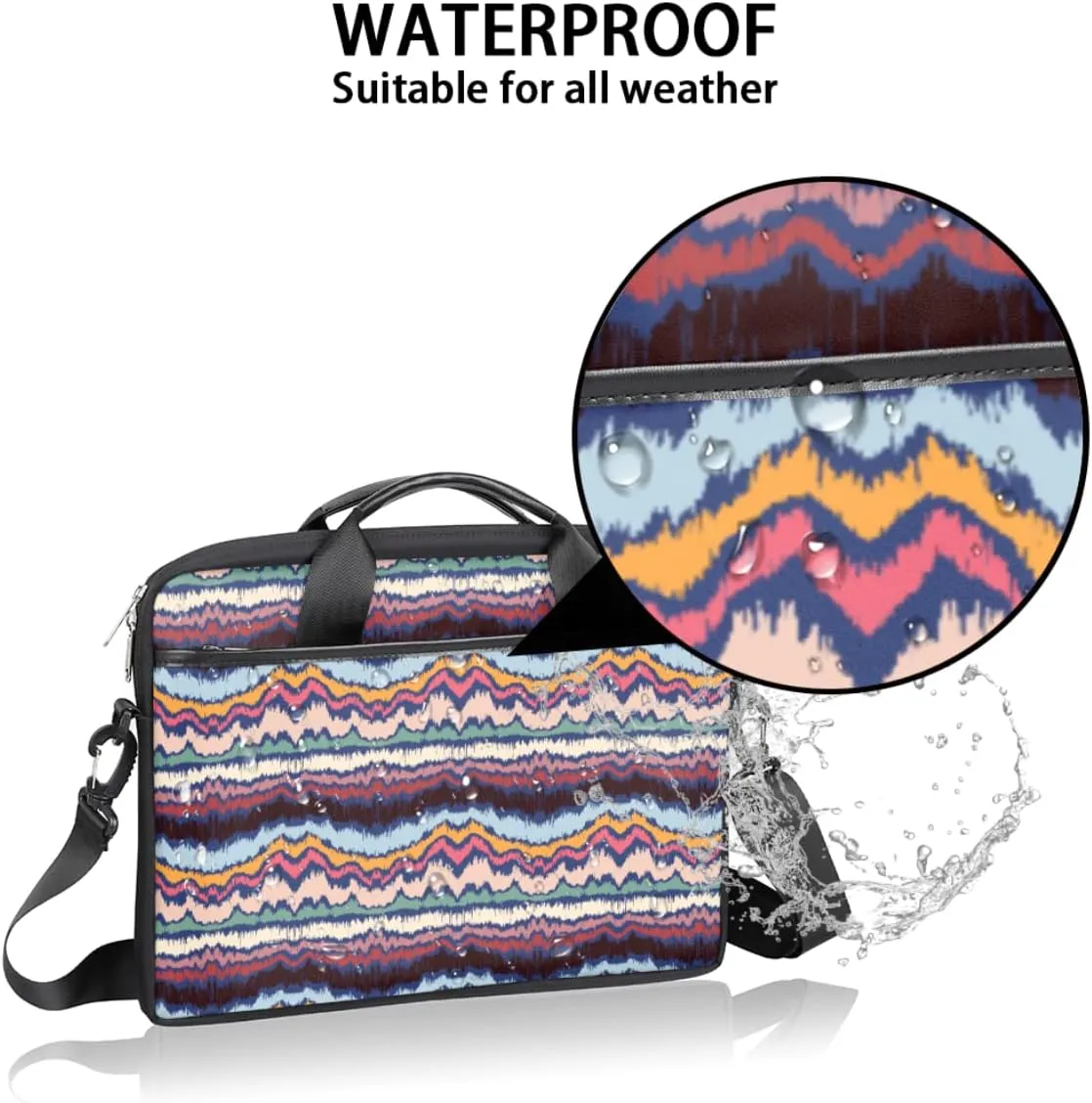 Avocado Pattern Laptop Shoulder Messenger Bag Waterproof Laptop Briefcase Handle Padded Strap