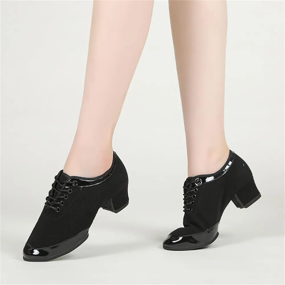 Ballroom Dance Shoes, 2Inchs/5Cm Latin Salsa Tango Dancing Shoes for Female Canvas Performance Practice Shoes