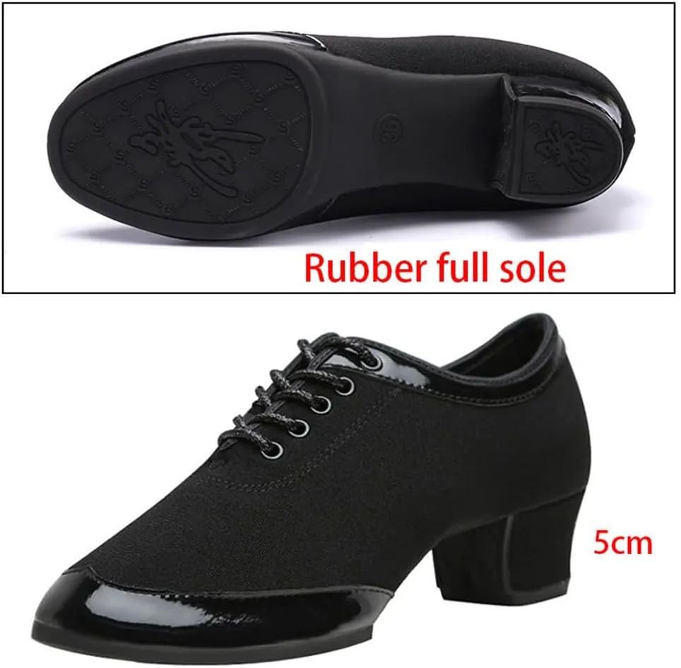 Ballroom Dance Shoes, 2Inchs/5Cm Latin Salsa Tango Dancing Shoes for Female Canvas Performance Practice Shoes