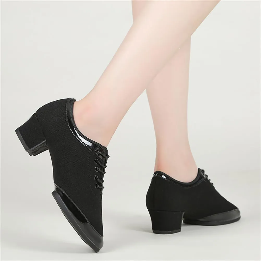 Ballroom Dance Shoes, 2Inchs/5Cm Latin Salsa Tango Dancing Shoes for Female Canvas Performance Practice Shoes