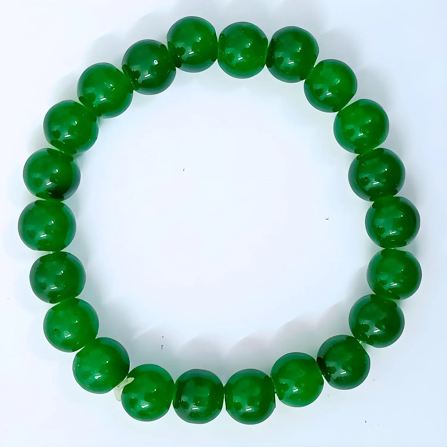 Beaded Stretch | Bracelet Handmade Glass Bracelet for Women Men Colorful Crystal Beads Bracelet Elastic Round Bead Bracelets Jewelry. (Dark Green)