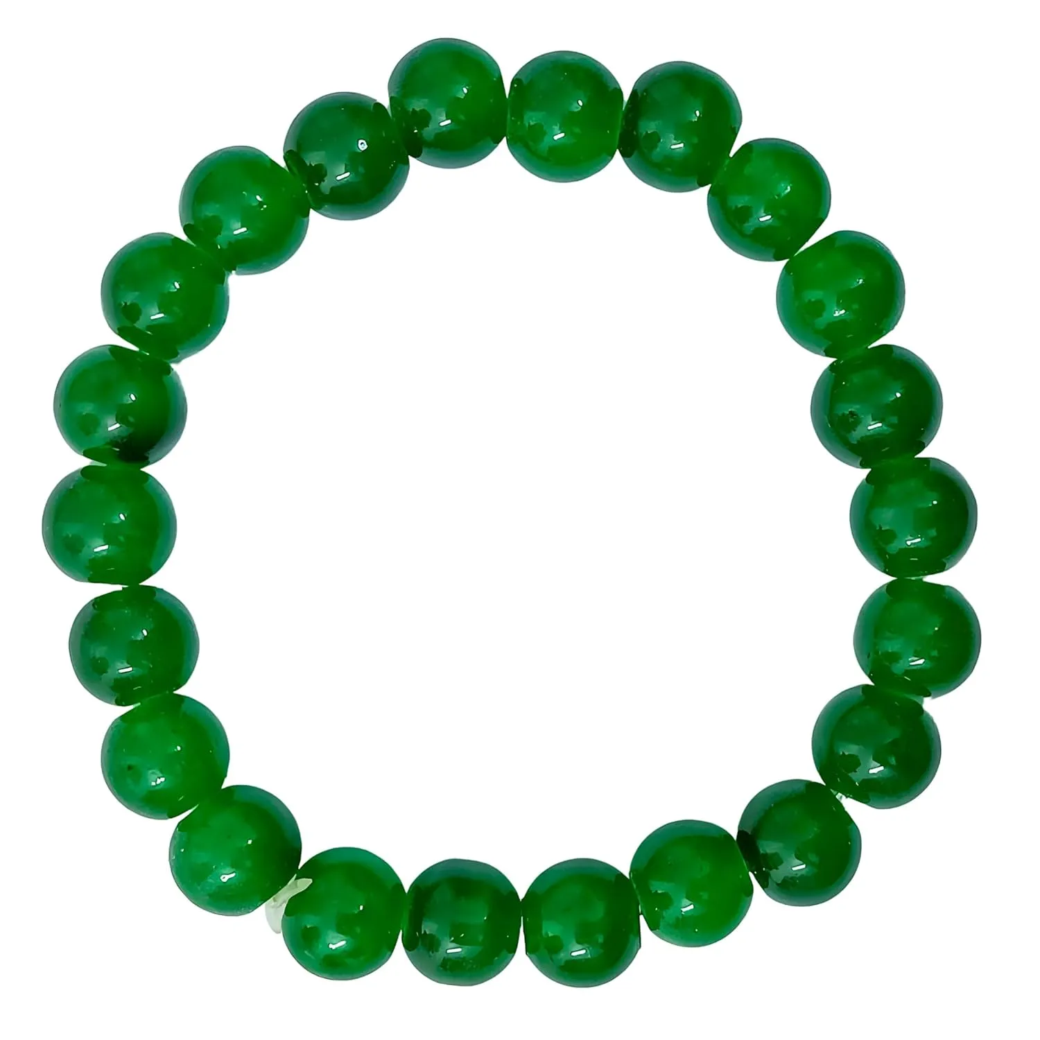 Beaded Stretch | Bracelet Handmade Glass Bracelet for Women Men Colorful Crystal Beads Bracelet Elastic Round Bead Bracelets Jewelry. (Dark Green)