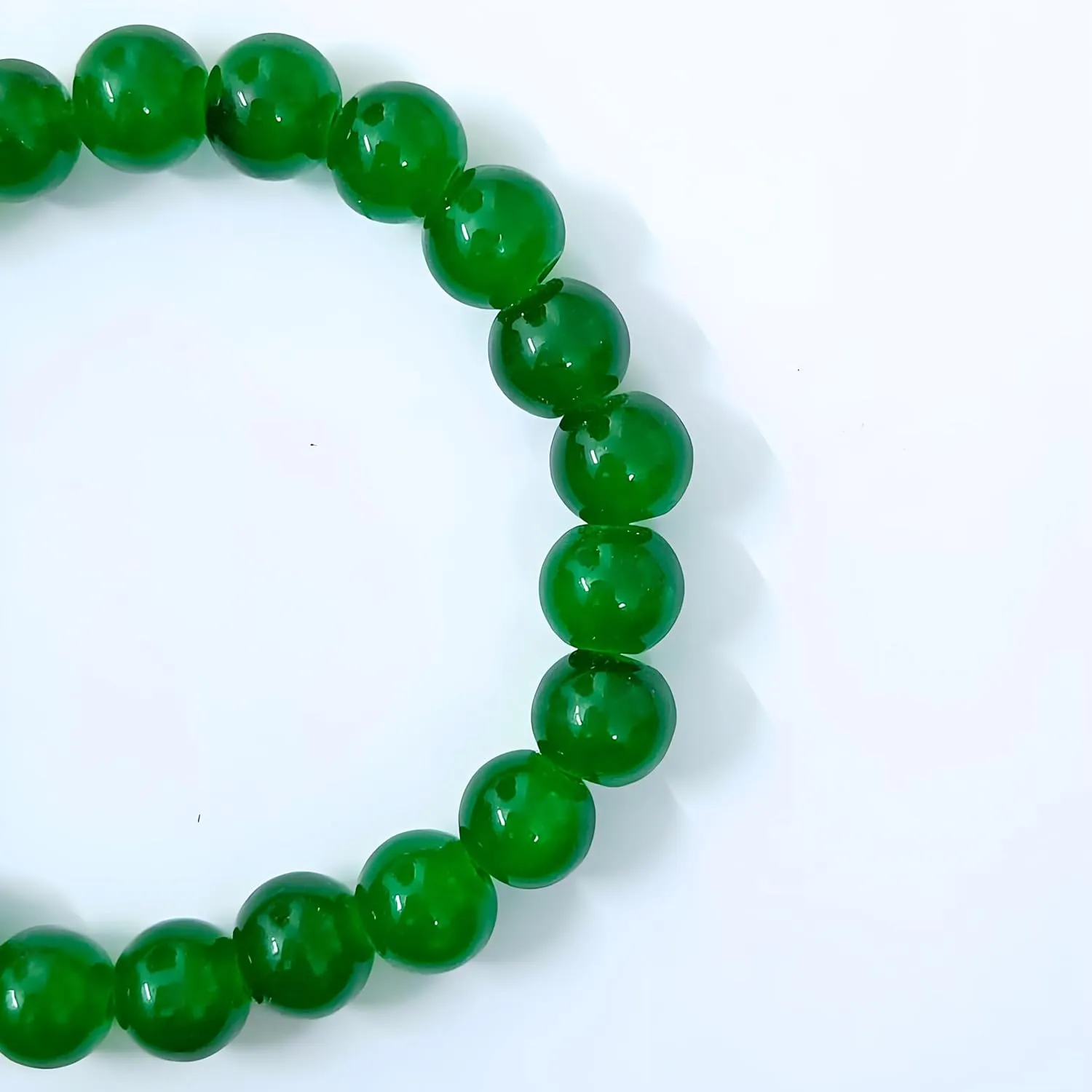 Beaded Stretch | Bracelet Handmade Glass Bracelet for Women Men Colorful Crystal Beads Bracelet Elastic Round Bead Bracelets Jewelry. (Dark Green)