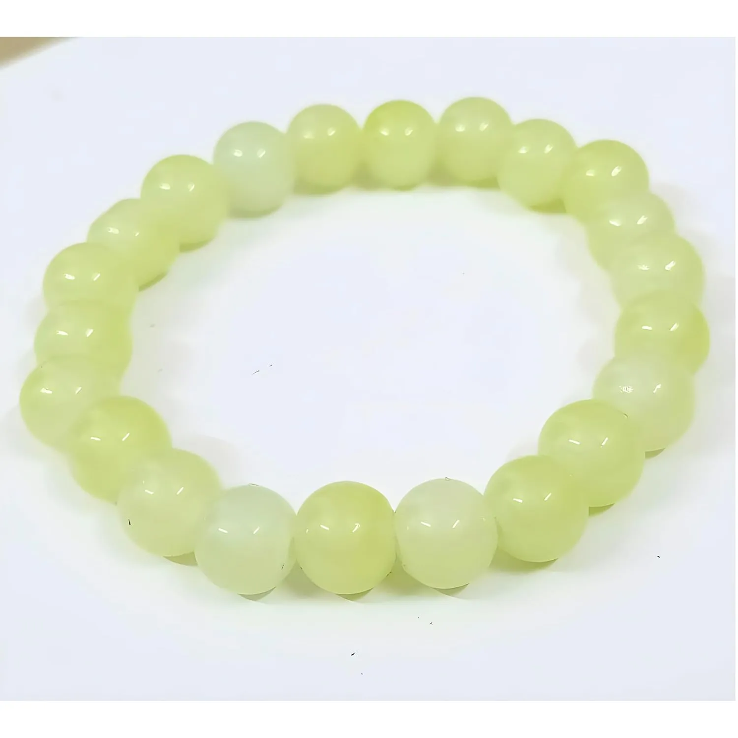 Beaded Stretch Bracelet Handmade Glass Bracelet for Women Men Colorful Crystal Beads Bracelet Elastic Round Bead Bracelets Jewelry (Light Olive Green)