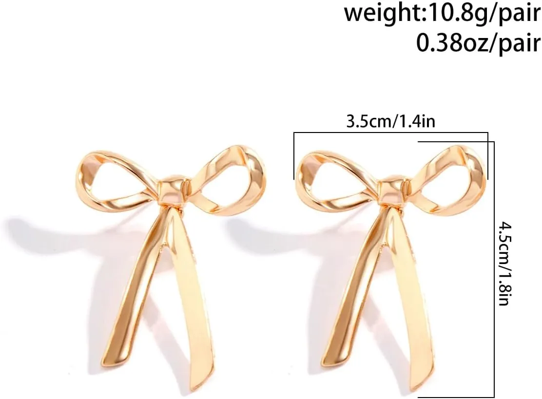 Bethynas Gold Silver Bow Drop Dangle Earrings for Women Ribbon Long Tassel Snake Chain Post Earrings Cute Bow Stud Earrings Jewelry Gifts