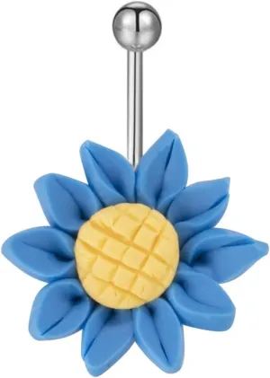 Beydodo 14g Belly Button Rings Stainless Steel, Body Jewelry for Women Piercings Belly Button Ring with Sunflower