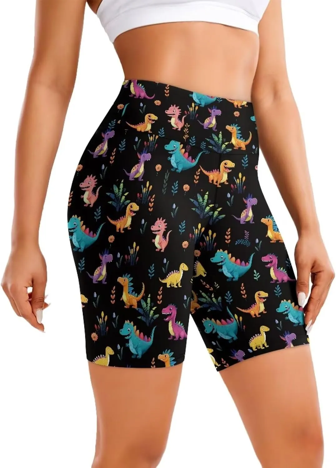 Biker Shorts Women Tummy Control 8" High Waist Yoga Shorts Stylish Running Workout Leggings