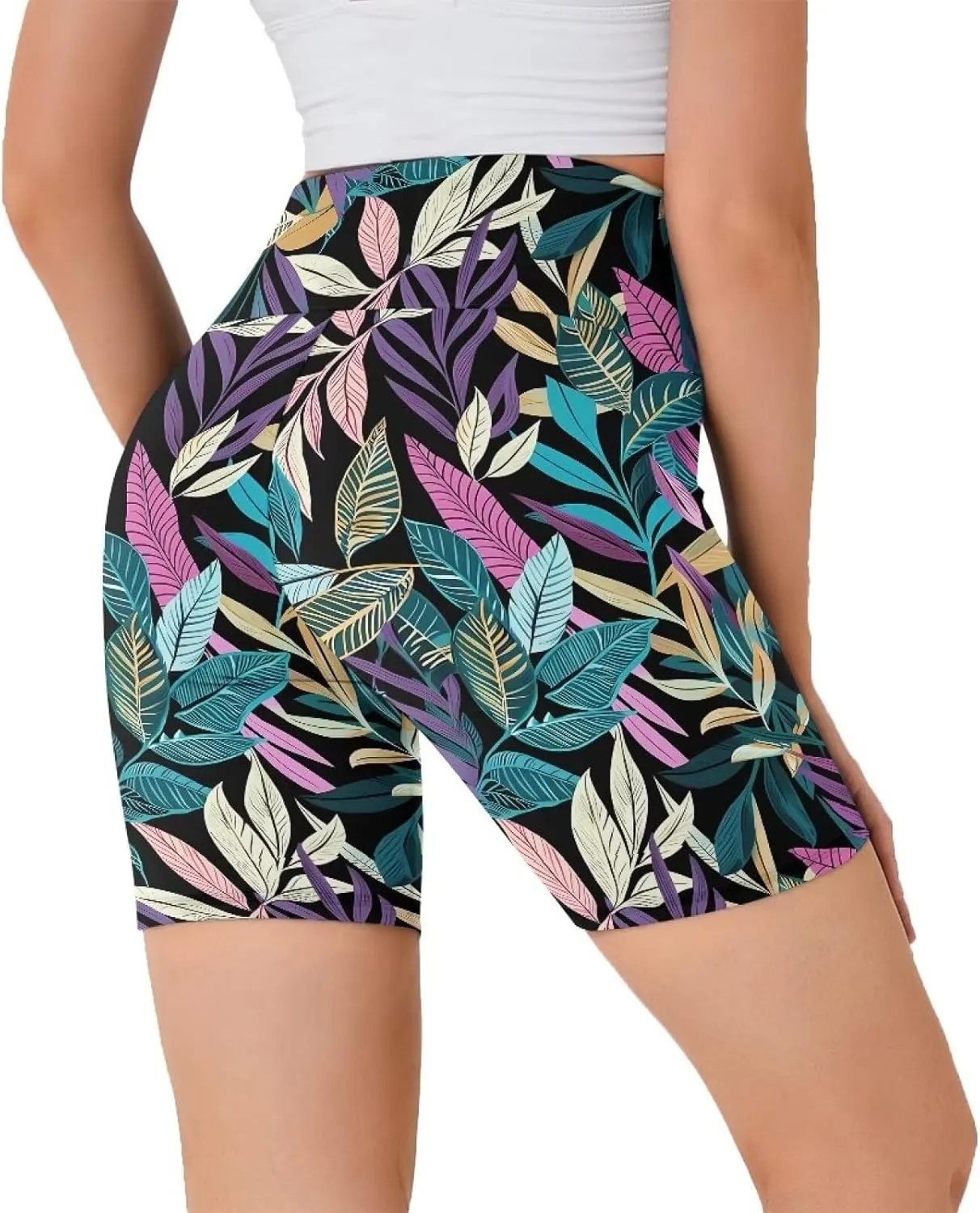 Biker Shorts Women Tummy Control 8" High Waist Yoga Shorts Stylish Running Workout Leggings