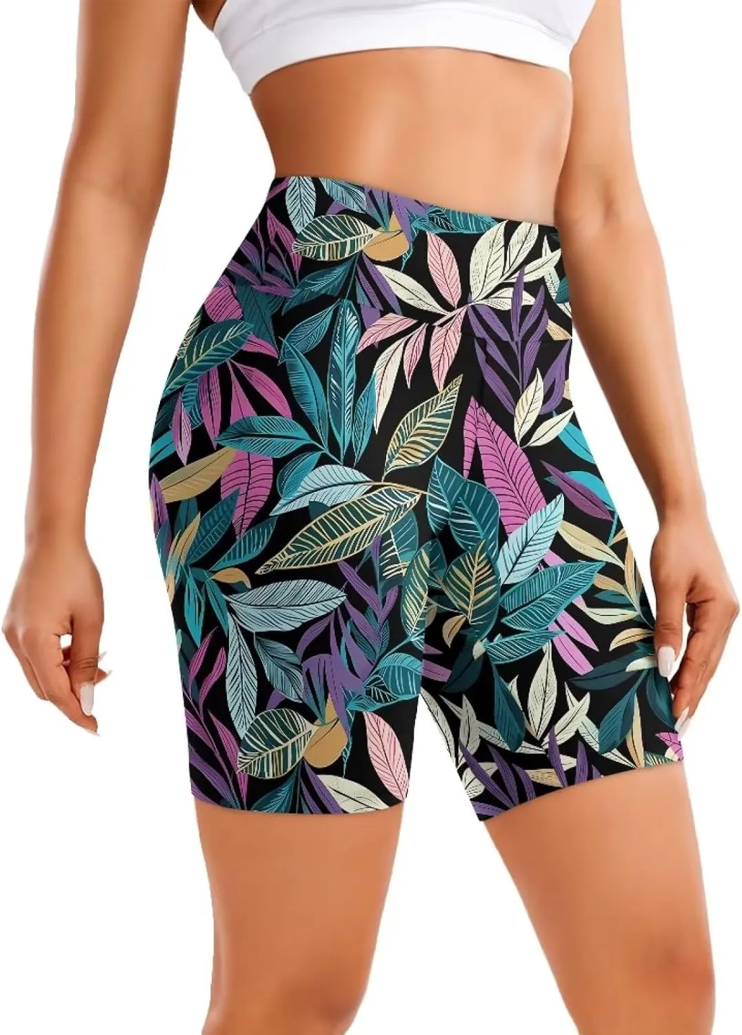 Biker Shorts Women Tummy Control 8" High Waist Yoga Shorts Stylish Running Workout Leggings