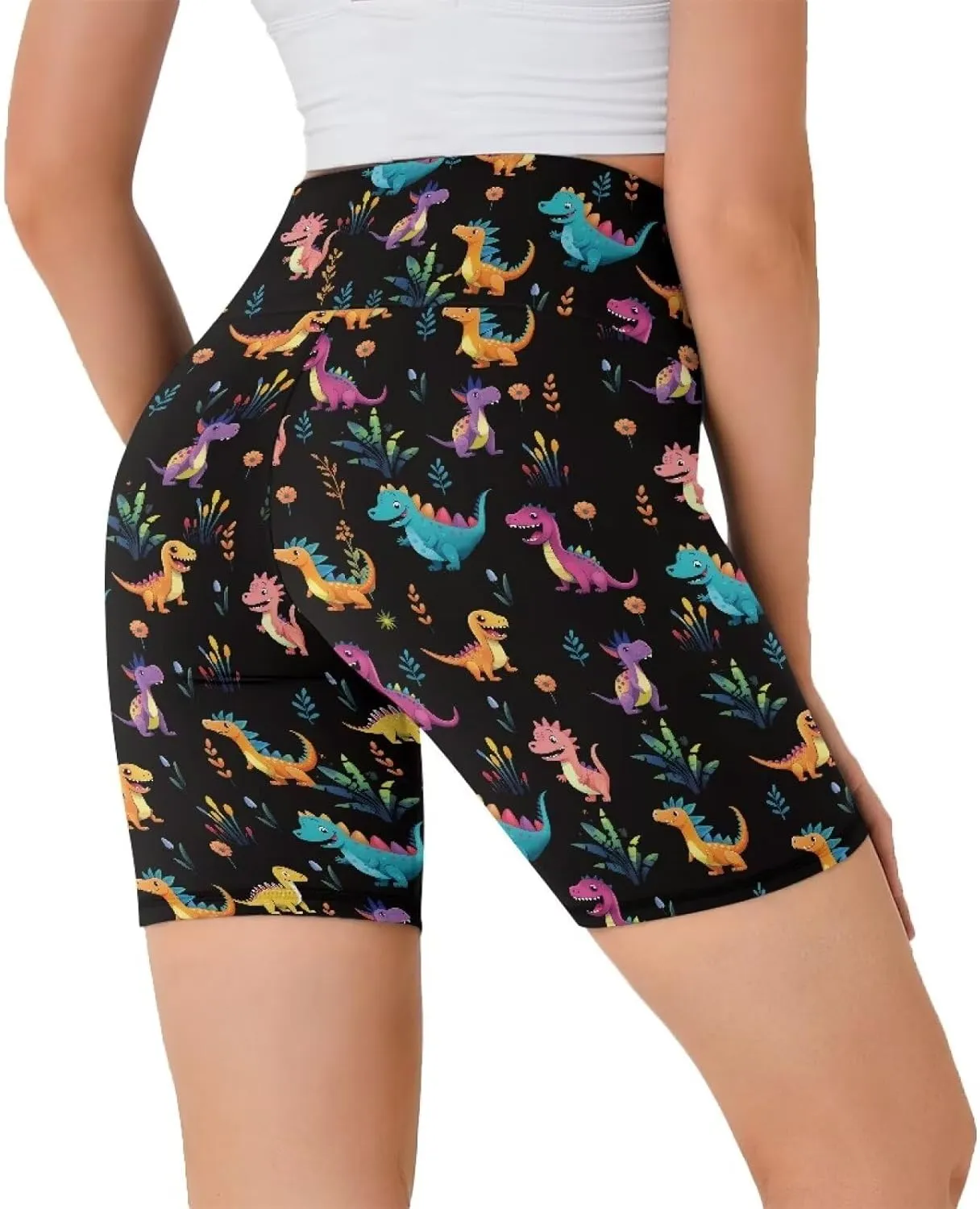 Biker Shorts Women Tummy Control 8" High Waist Yoga Shorts Stylish Running Workout Leggings