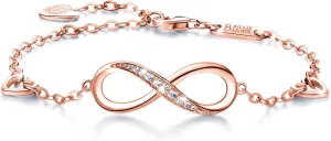 Billie Bijoux Womens 925 Sterling Silver Bracelets Infinity Endless Love Symbol Charm Adjustable Bracelet Gifts for Wife Women