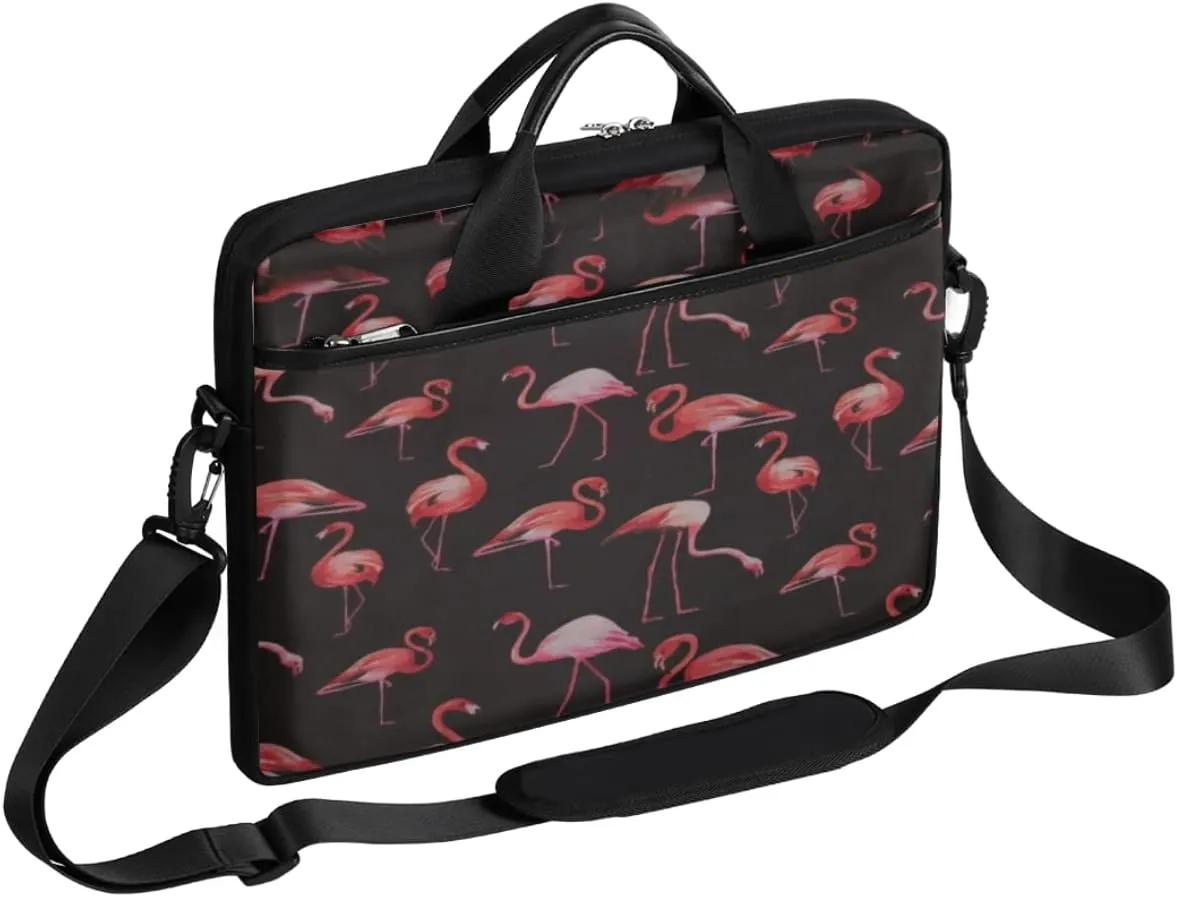 Birds Flamingo Laptop Shoulder Messenger Bag Waterproof Laptop Briefcase with Handle and Padded Strap Case Sleeve for 13 13.3 14 15.6 Inch Laptop Case