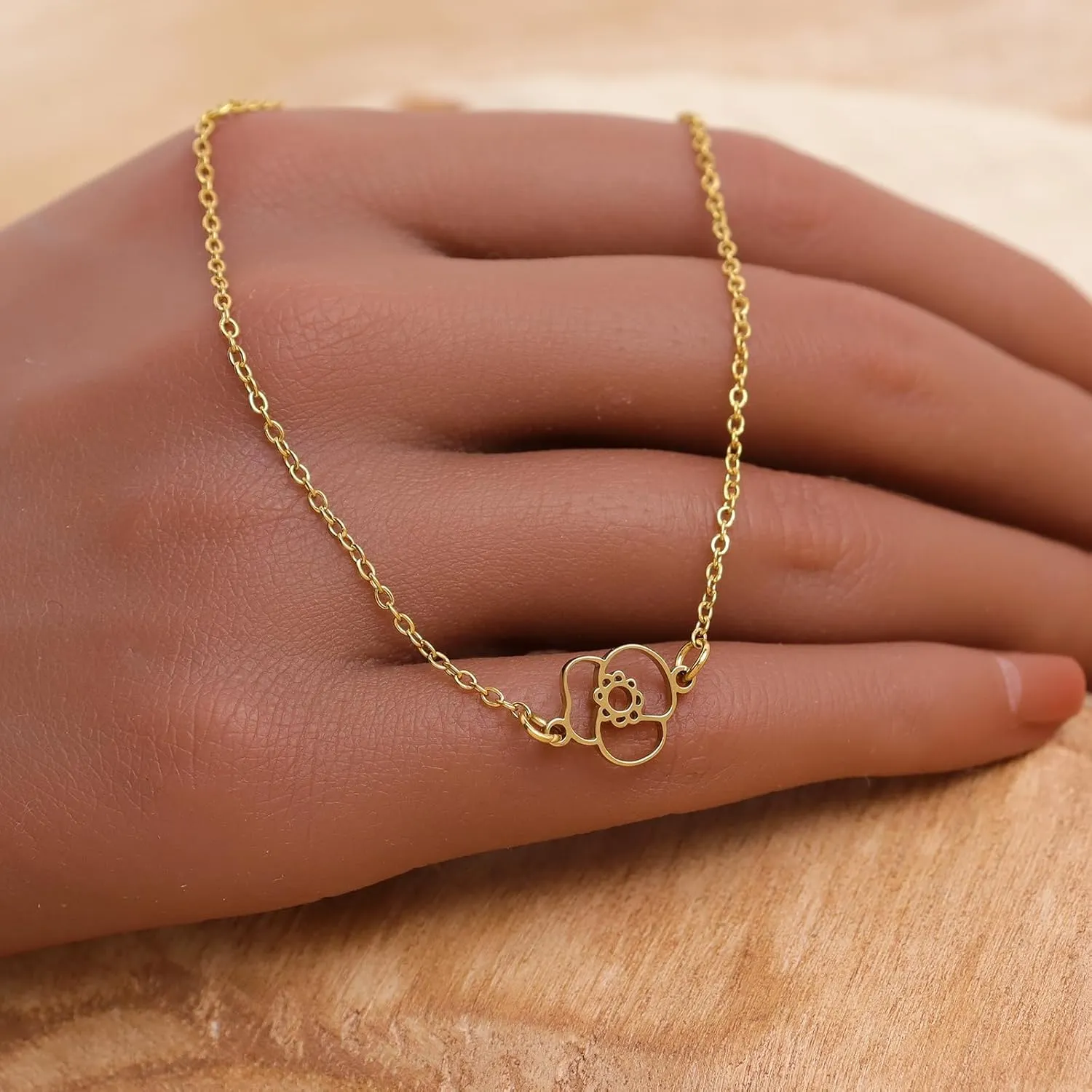 Birth Flower Gold Bracelets for Women, Statement Adjustable Stackable Birthday Chain Bracelet Outfit Accessories Jewelry Gift.