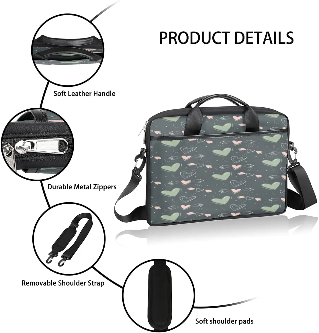 Blue Pattern Laptop Shoulder Messenger Bag Waterproof Laptop Briefcase with Handle and Padded Strap Case Sleeve