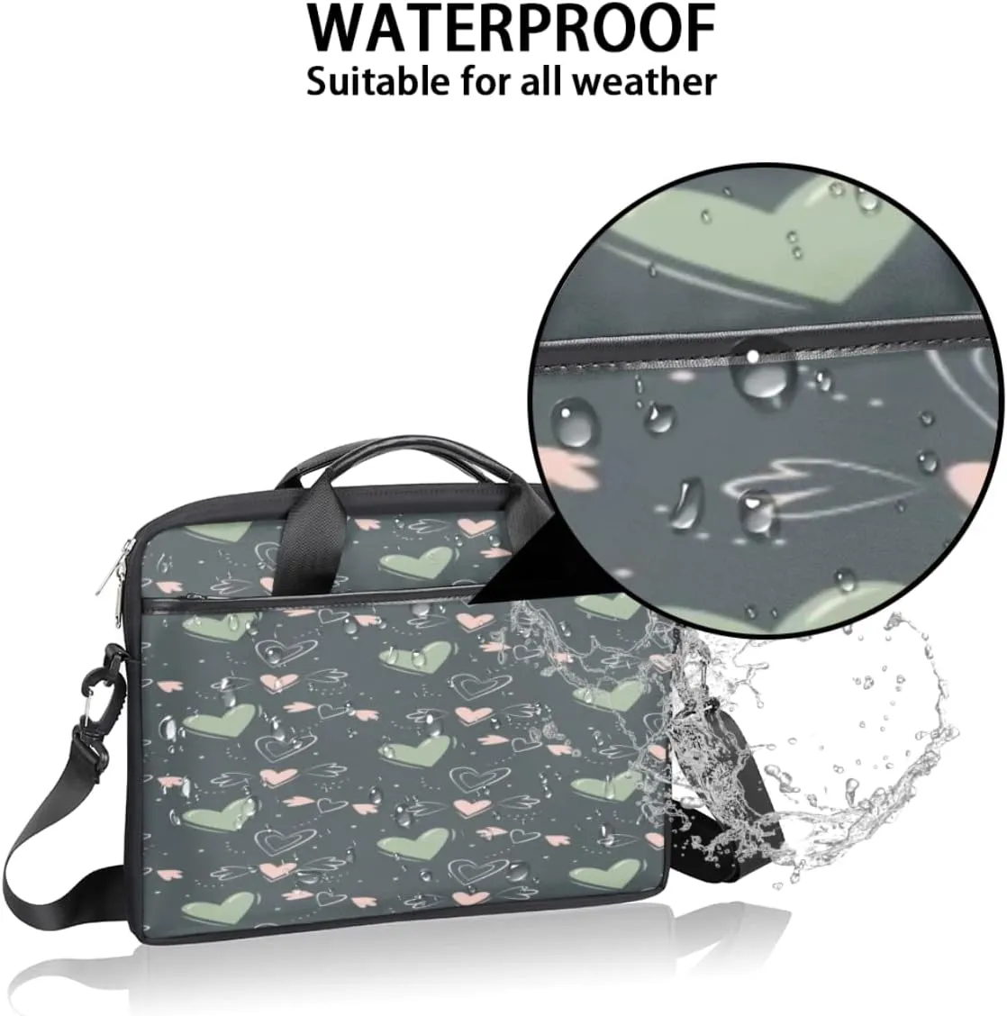 Blue Pattern Laptop Shoulder Messenger Bag Waterproof Laptop Briefcase with Handle and Padded Strap Case Sleeve