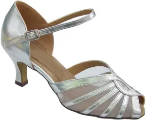 BlueBell Shoes Handmade Women's Ballroom Salsa Wedding Competition Dance Shoes Pauline 2.5" Heel-Silver