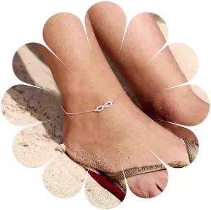 Boho Infinity Ankle Bracelet Crystal 8 Shape Anklet Bracelet Minimal Silver Rhinestone Anklets Personlized Foot Chain Jewelry for Women