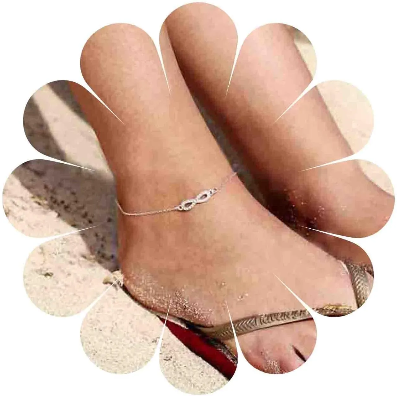 Boho Infinity Ankle Bracelet Crystal 8 Shape Anklet Bracelet Minimal Silver Rhinestone Anklets Personlized Foot Chain Jewelry for Women