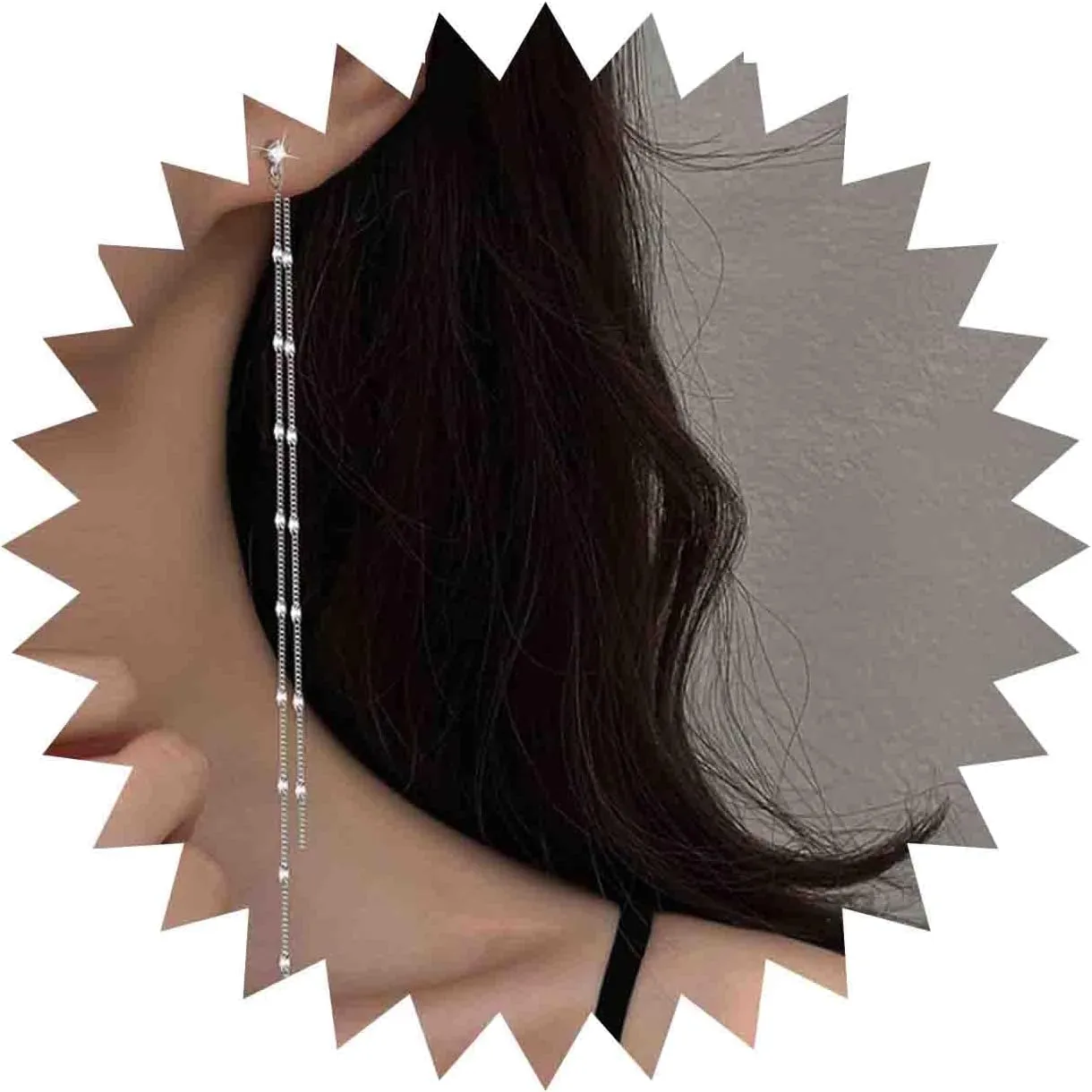 Boho Long Chain Earrings Silver Tassel Chain Dangle Earrings Vintage Tassel Chain Shoulder Earrings Long Thin Chain Earrings Jewelry for Women