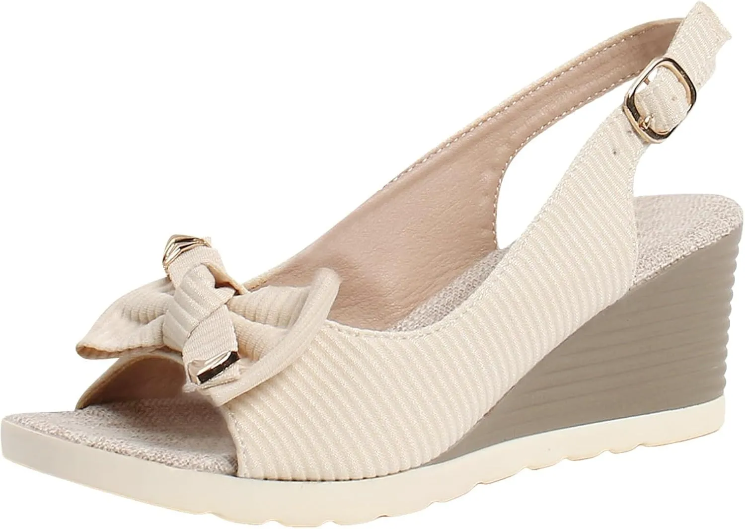 Bow Sandals for Women Bow Wedges,Tall with Bows,Wedge Sandal Buckle Comfortable Dressy,Open Toe Shoes Bunion Wedge Platform Cute Bowknot Espadrille High Heels Buckle Ankle Strap