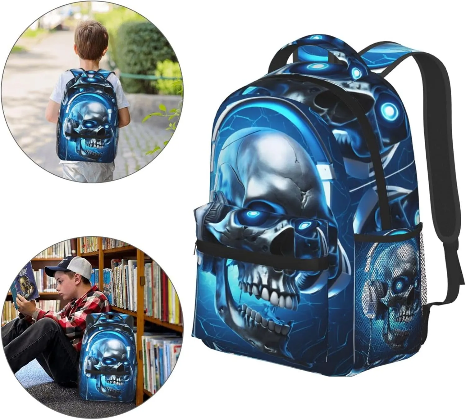 Boys 3D Galaxy Skull Backpacks Bookbag 16 Inch Shoulder Bag for Teens Girls 1-5th Grade
