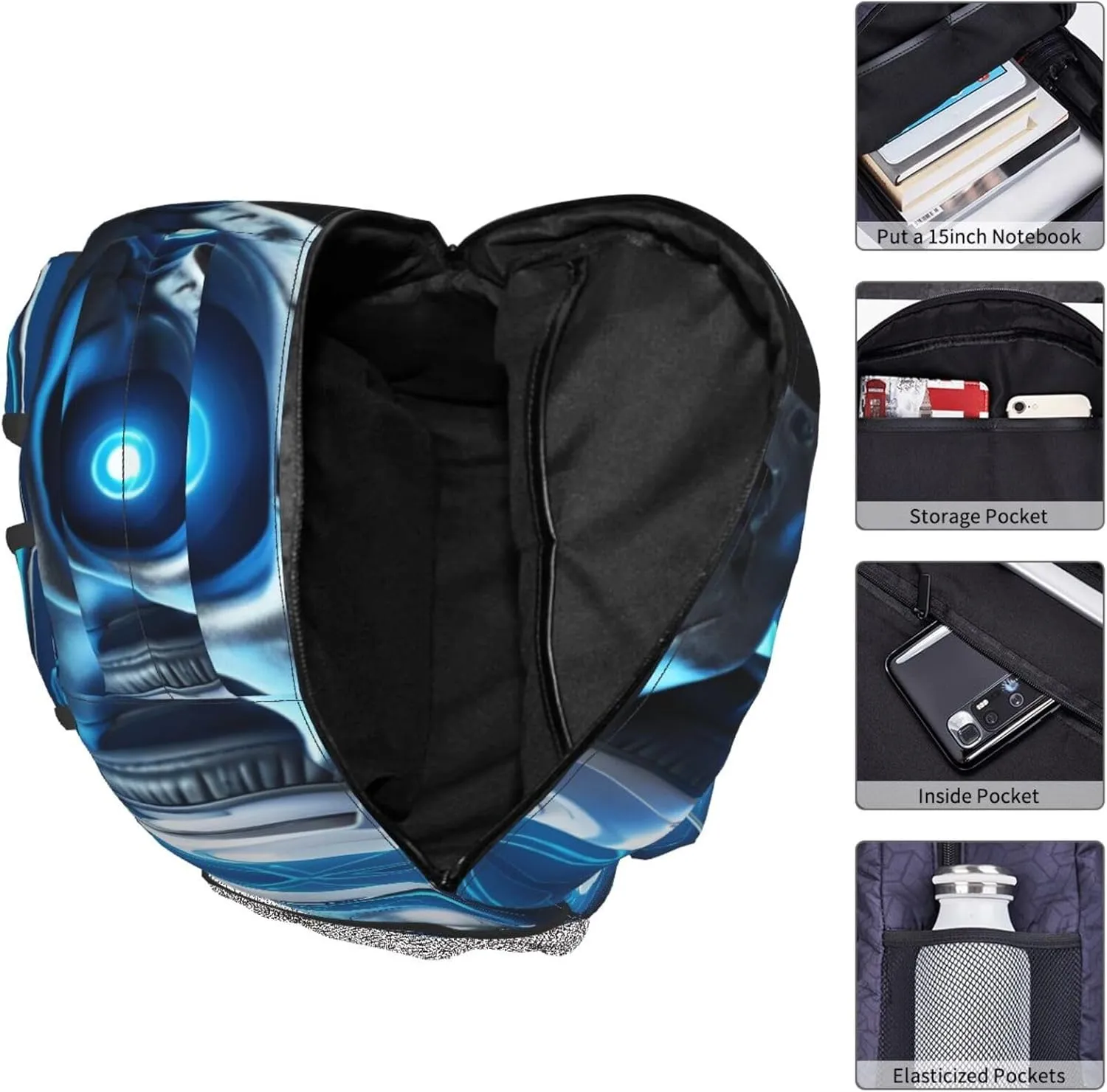 Boys 3D Galaxy Skull Backpacks Bookbag 16 Inch Shoulder Bag for Teens Girls 1-5th Grade