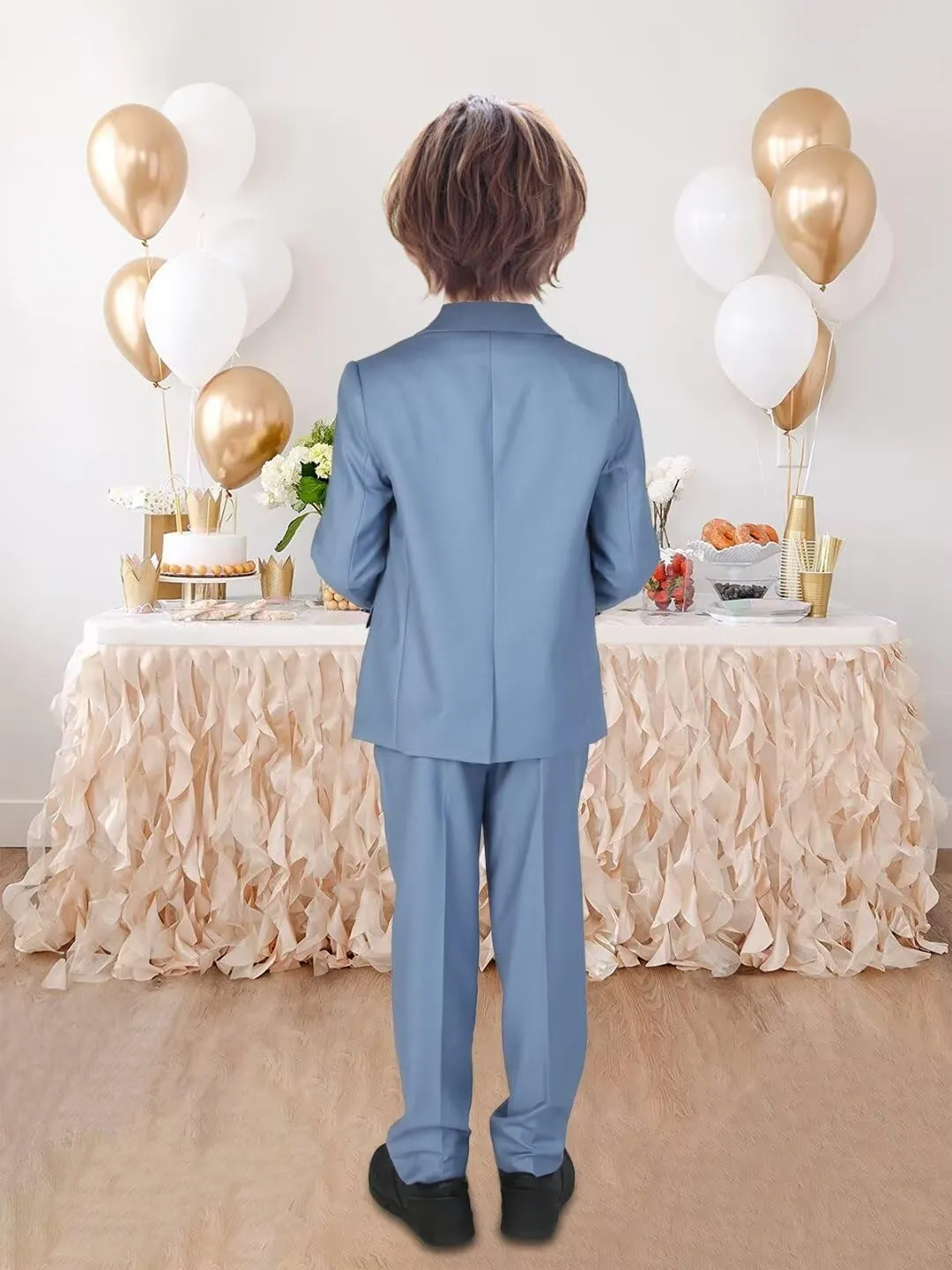 Boys Suit 3 Piece Slim Fit Suit for Kids Toddler Formal Wedding Ring Bearer Outfit Blazer Vest Pants Set