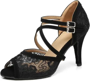 Breathable Lace Mesh Ballroom Dance Shoes for Women Salsa Latin Tango Wedding Party