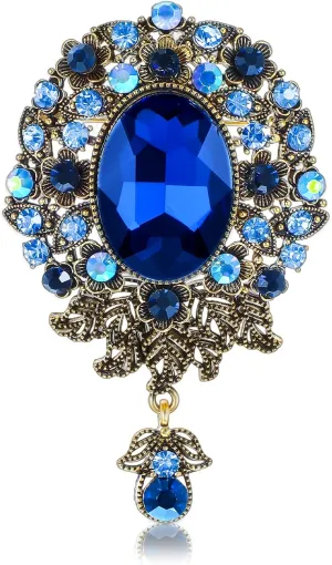 Brooch For Women Suit, Mabor Vintage Teardrop Brooch Pin for Men Crystal Elegant Flower Badge Brooches Laple Pins Corsage for Clothes Dress Hats Bags Brooch Jewelry
