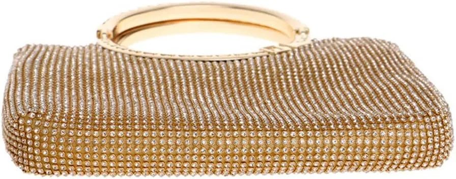 Bucket Shaped Rhinestones Women Evening Bags Gold/Silver Metal Knitted Fashion Clutch Party Wedding Handbags Clutch(D)