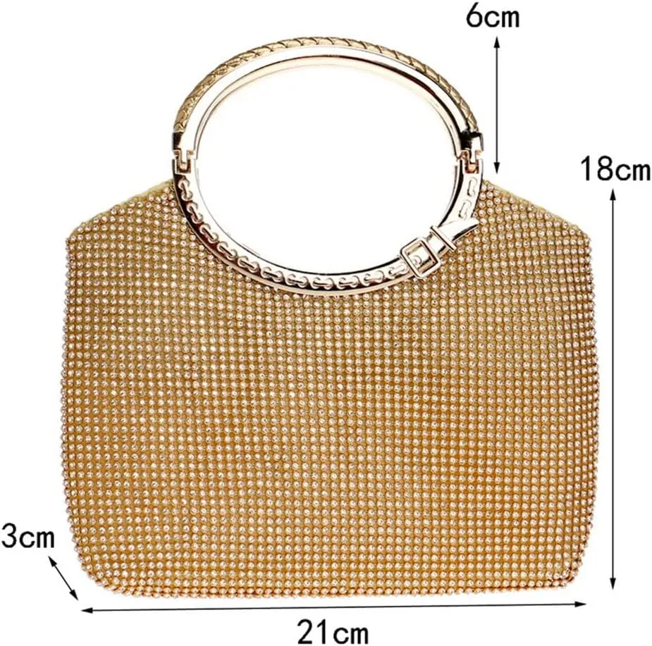 Bucket Shaped Rhinestones Women Evening Bags Gold/Silver Metal Knitted Fashion Clutch Party Wedding Handbags Clutch(D)