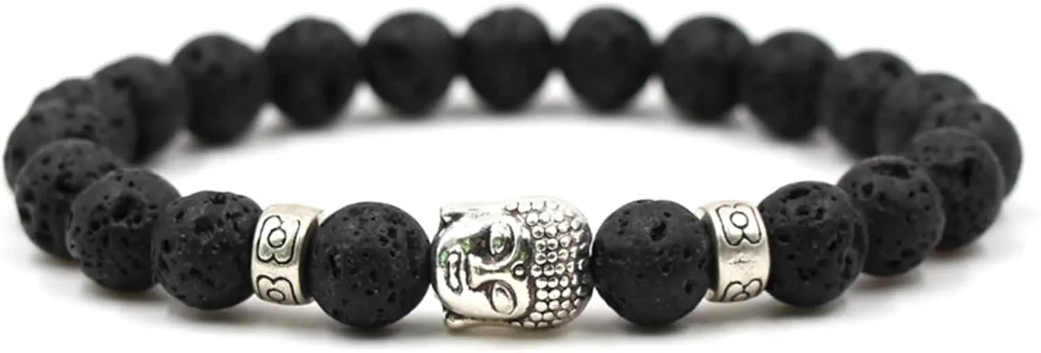 Buddha Bracelets, Bangle Bracelets Crystal Bead Vintage Healing Alloy Jewelry for Womens Mens Gifts