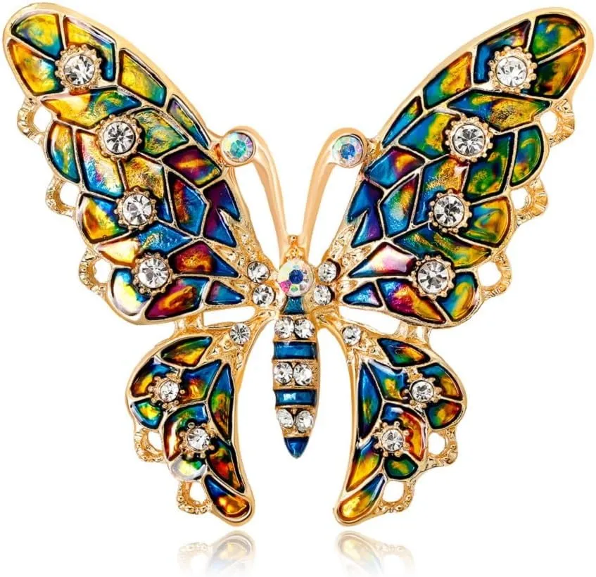 Butterfly Brooch Pins for Women, Colorful Butterfly Brooch Pin, Cute Butterfly Animal Brooch Lapel Pin, Bohemian Butterfly Insect Brooches Pins for Women Hat Bag Suit Dress Accessories Jewelry