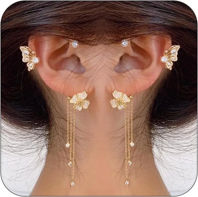 Butterfly Ear Cuffs Rhinestone Butterfly Ear Cuff for Women Ear Cuffs Non Piercing Gold Ear Cuff Jewelry Gift for Women