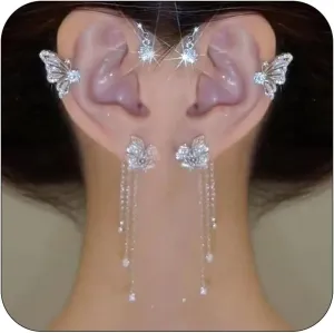 Butterfly Ear Cuffs Rhinestone Butterfly Ear Cuff for Women Ear Cuffs Non Piercing Gold Ear Cuff Jewelry Gift for Women