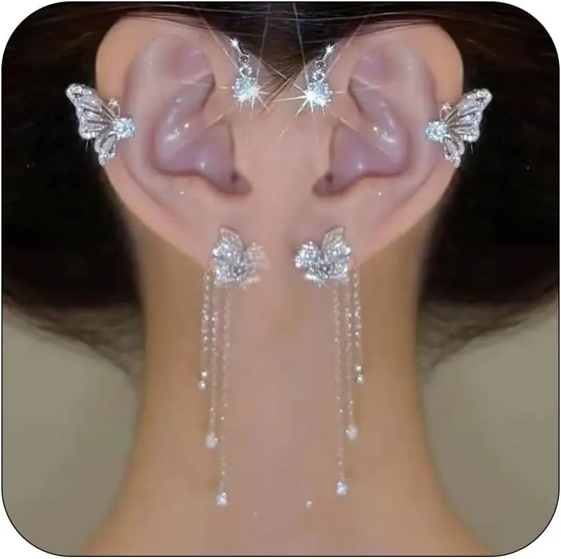 Butterfly Ear Cuffs Rhinestone Butterfly Ear Cuff for Women Ear Cuffs Non Piercing Gold Ear Cuff Jewelry Gift for Women