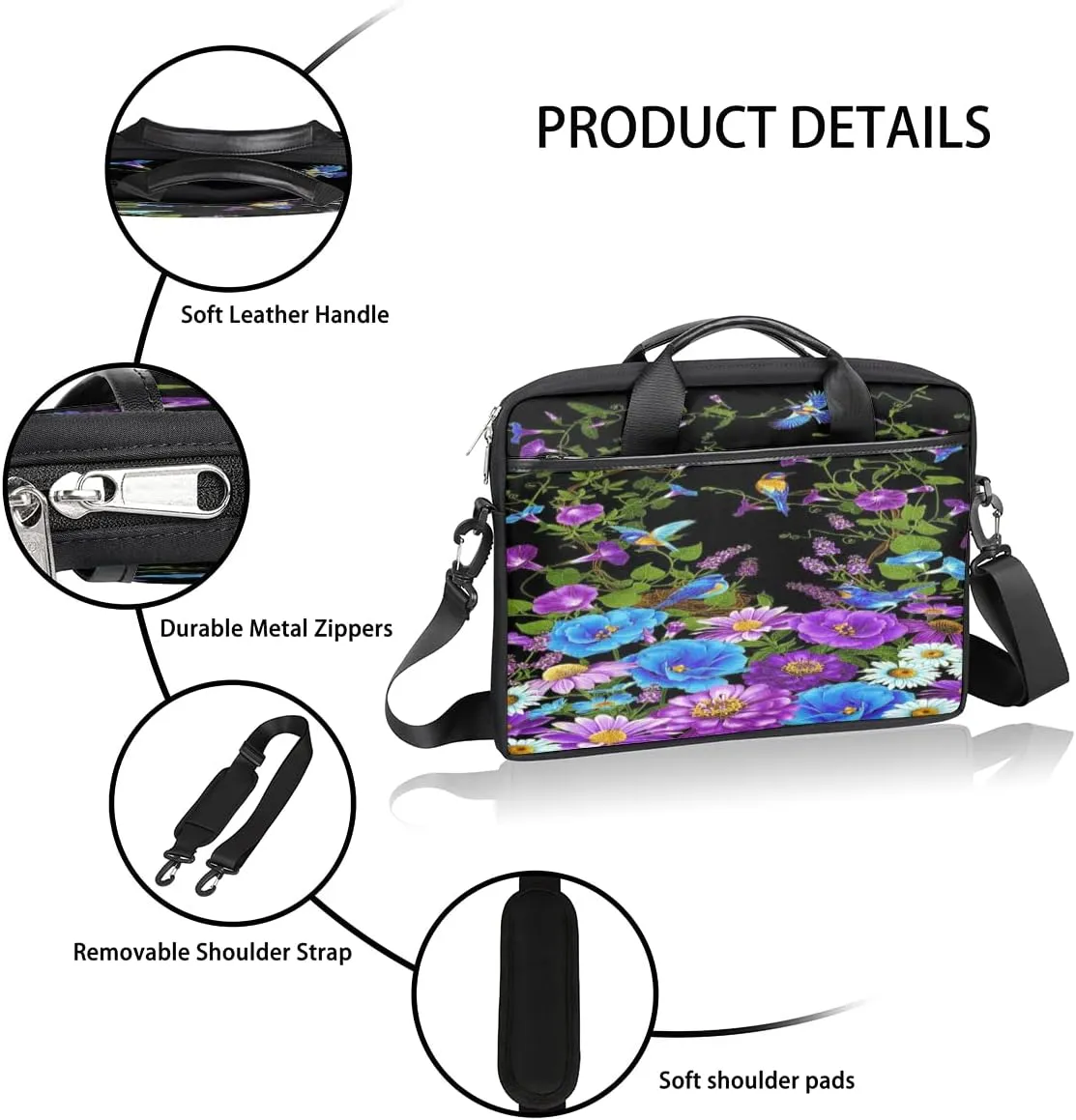 Cartoon Ocean Animal Fish Laptop Shoulder Messenger Bag Waterproof Laptop Briefcase with Handle and Padded Strap Case Sleeve