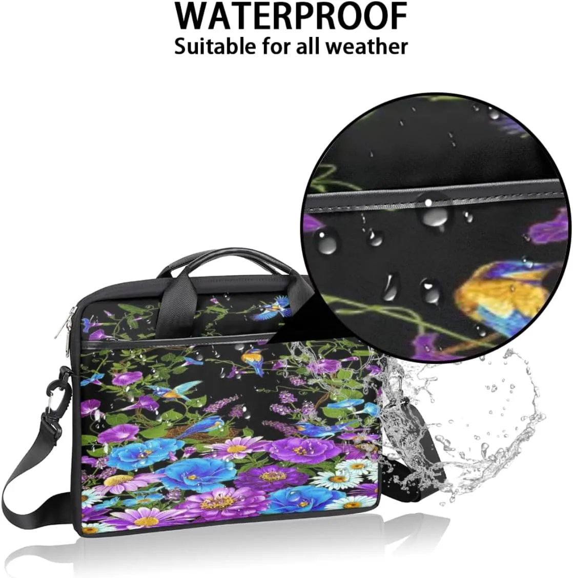 Cartoon Ocean Animal Fish Laptop Shoulder Messenger Bag Waterproof Laptop Briefcase with Handle and Padded Strap Case Sleeve