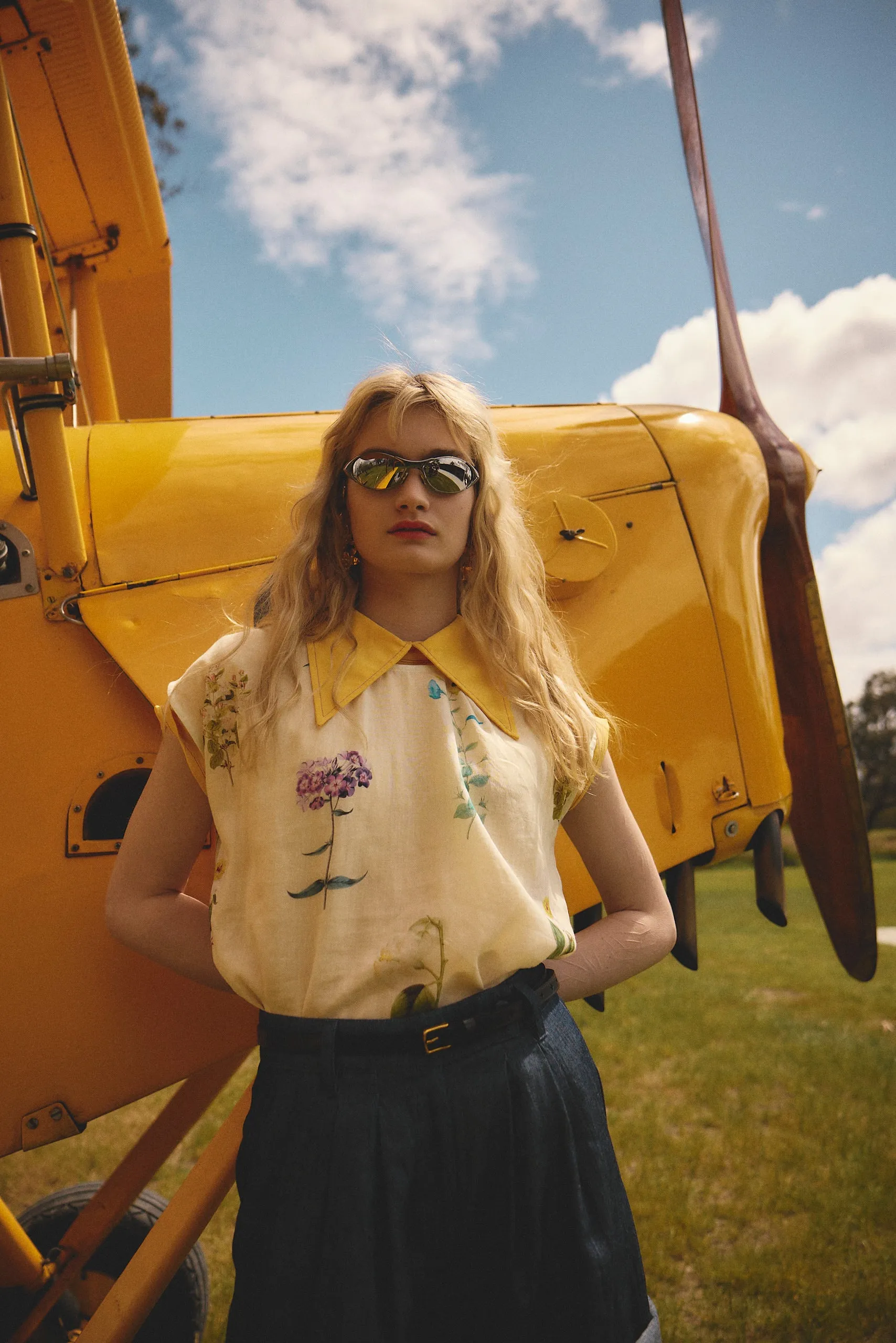 Chelsea Collar Top Lemon