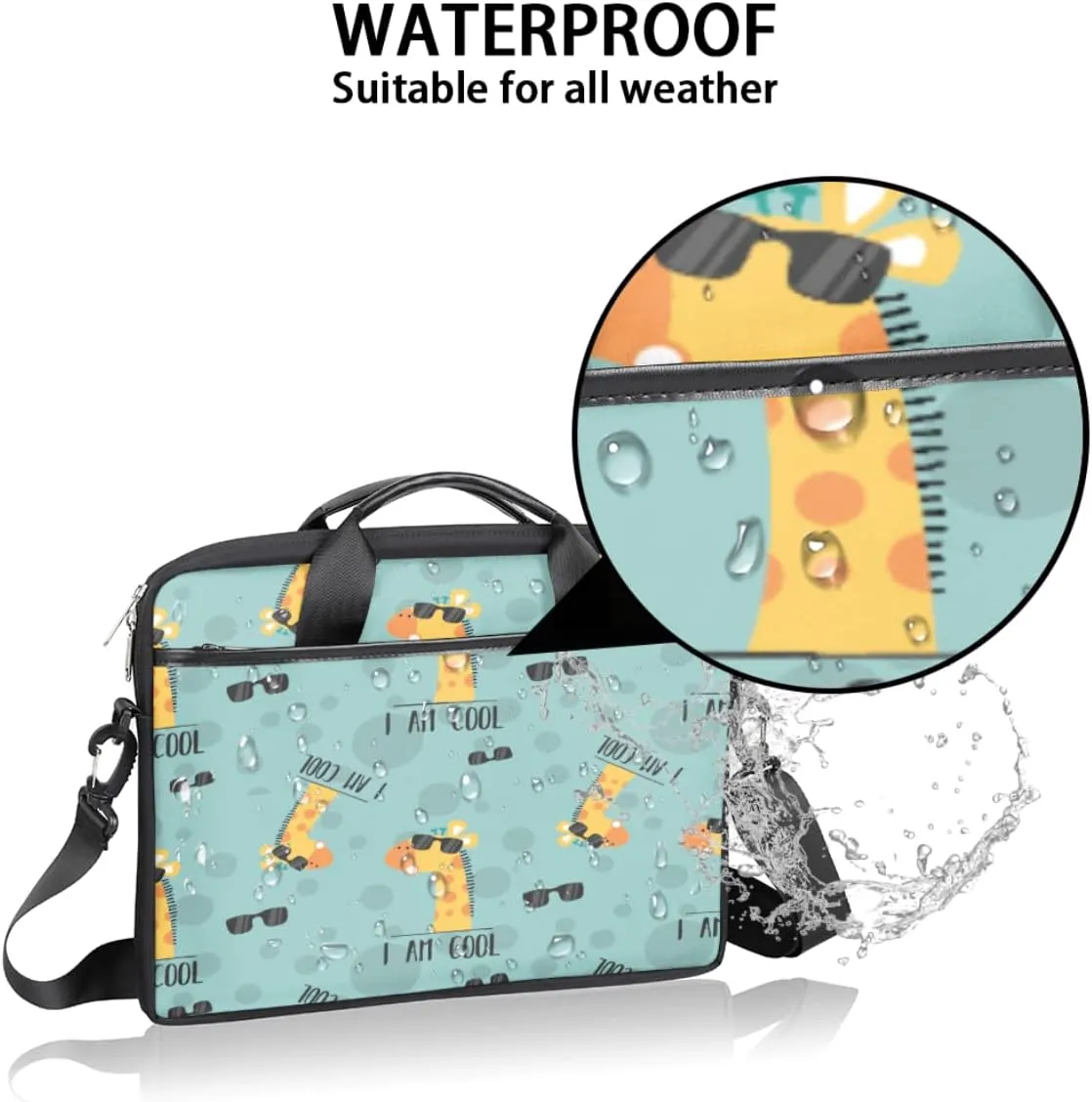 Cherry Blossom Cat Kitten Laptop Shoulder Messenger Bag Waterproof Laptop Briefcase Handle Padded Strap