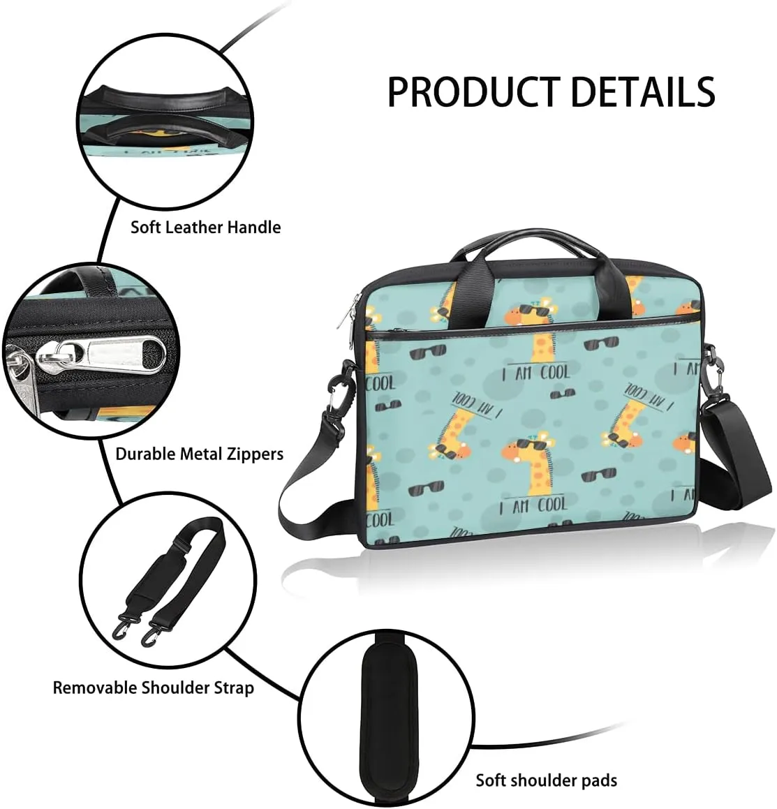 Cherry Blossom Cat Kitten Laptop Shoulder Messenger Bag Waterproof Laptop Briefcase Handle Padded Strap