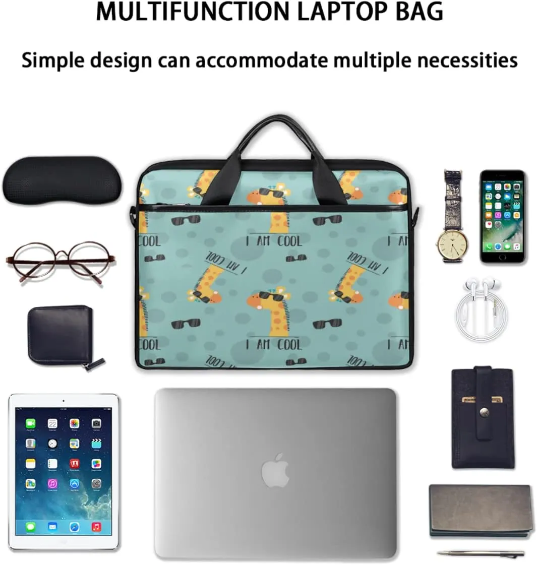 Cherry Blossom Cat Kitten Laptop Shoulder Messenger Bag Waterproof Laptop Briefcase Handle Padded Strap
