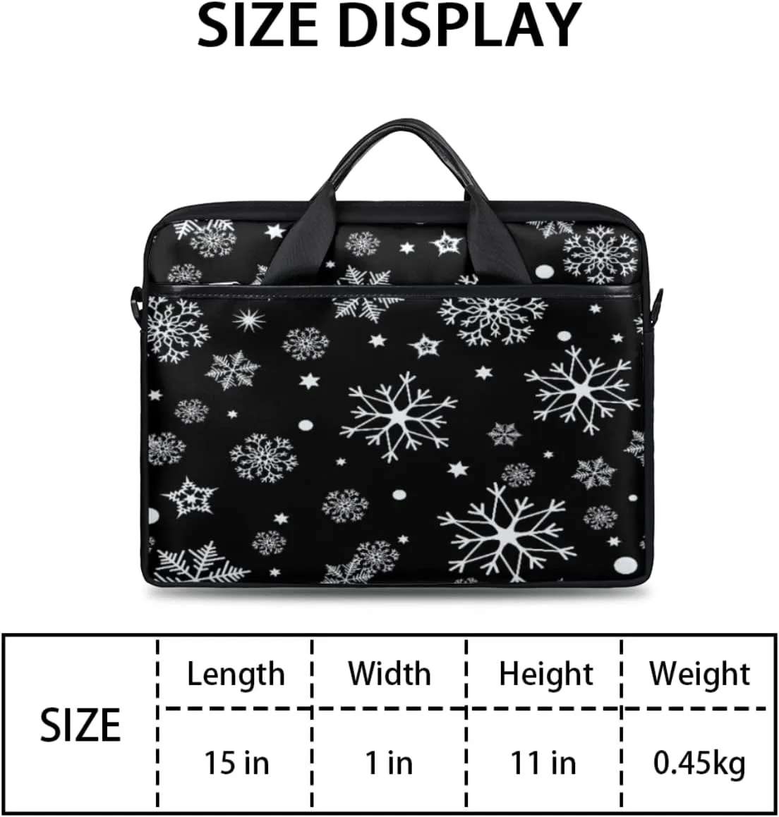 Christmas Winter White Snowflakes Laptop Shoulder Messenger Bag Waterproof Laptop Briefcase