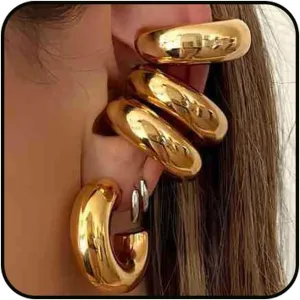 Chunky Ear Cuffs Earrings Non Piercing 14K Gold Earring Cuff Clip on Earrings Trendy Thick Gold Cuff Earrings Jewelry(One Pack)